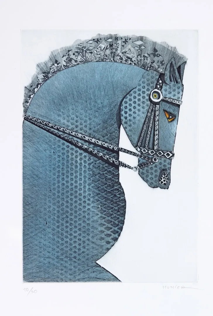 Cheval et compagnie, gravure de Jean-Marie Munier