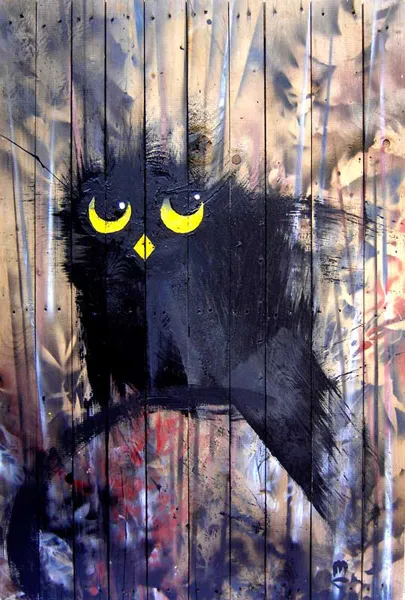 Hibou cachou, painting by Jean-Marie Munier
