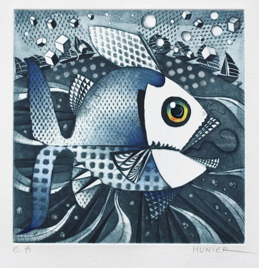 Poisson bateaux, gravure de Jean-Marie Munier