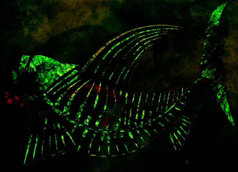 Neon Fish, Unlit, painting by Jean-Marie Munier