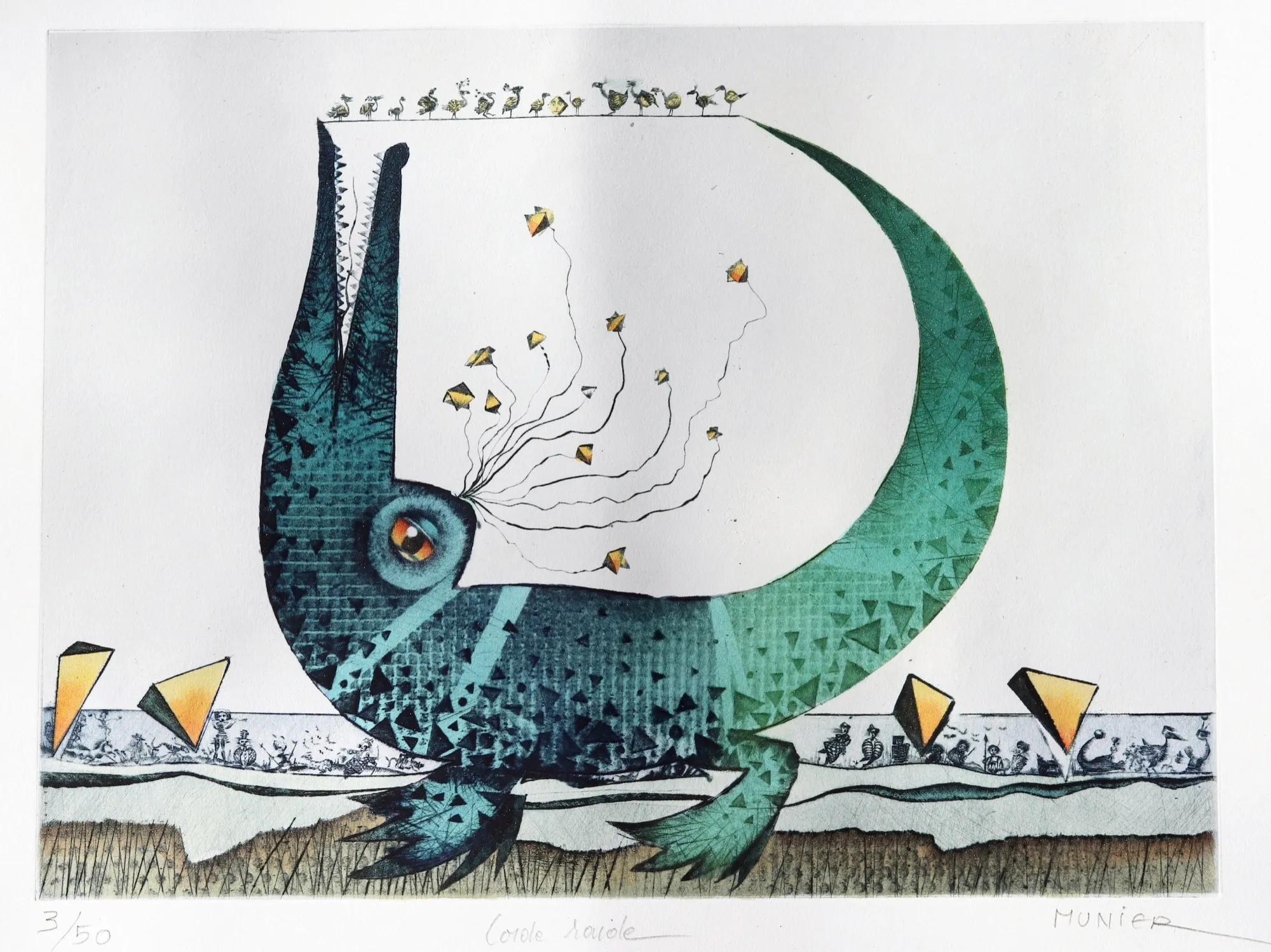 Sur le fil, gravure de Jean-Marie Munier